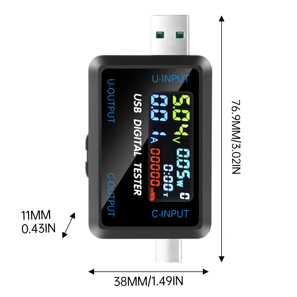 USB Type-C 전압계 테스터 전류 전압 용량 배터리 테스터 전압 전류 측정기 충전기 용량 파워 뱅크