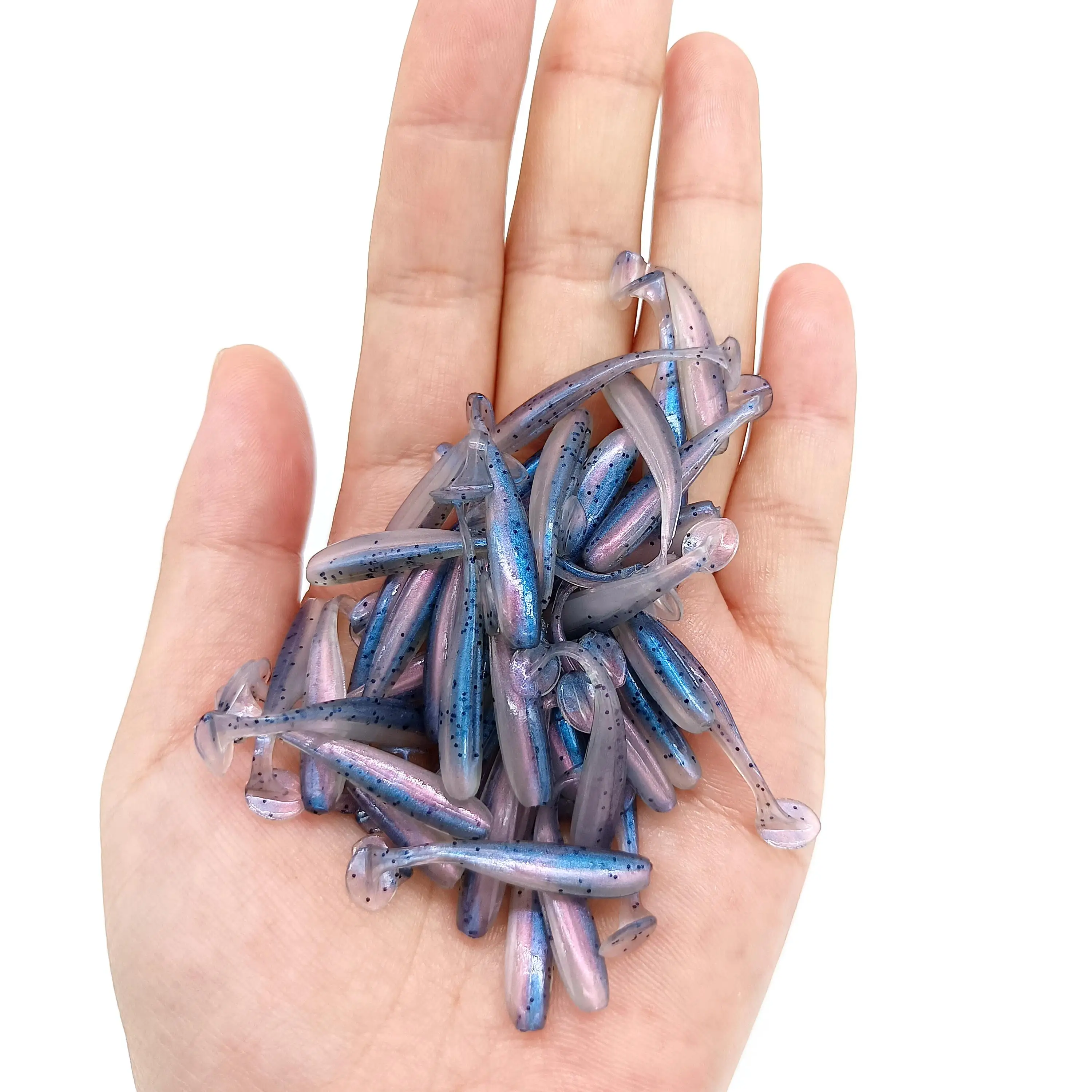 DUODUOYU 10PCS Micro Soft Fishing Lures 0.35g/35mm T-tail Worm Lure Small Artificial Bait Jig Wobblers Bass Pike Fishing Tackle