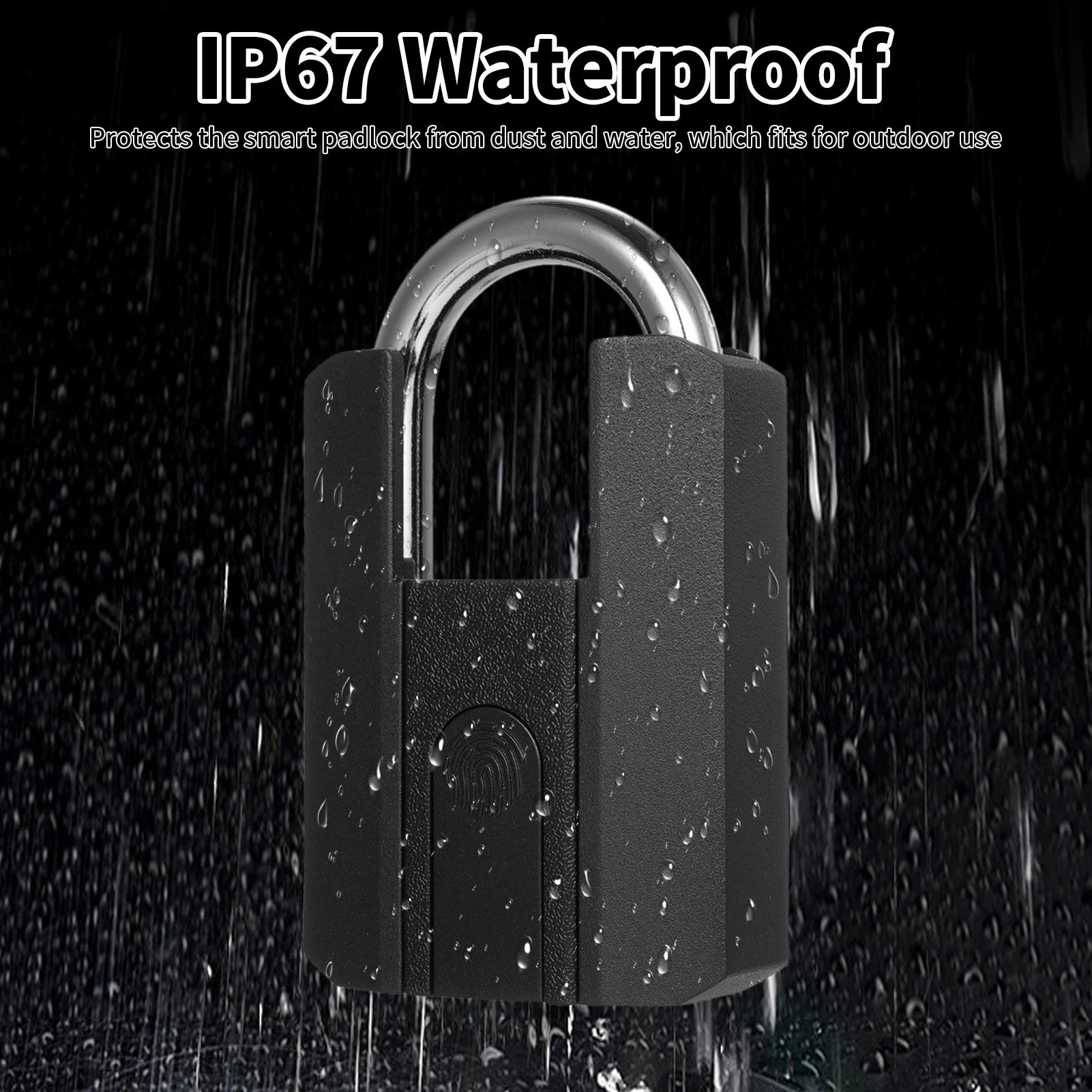 Description Picture 5 of itemHeavy Duty Fingerprint Padlock with Waterproof Smart Lock with Key for Warehouse Fence Outdoor Gate Rechargeable Smart Padlock