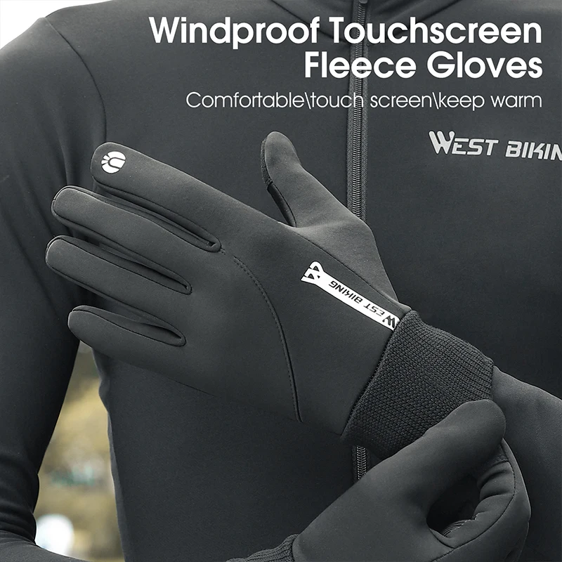 Fleece Gloves Warmest Touchscreen Gloves WEST BIKING Winter Men