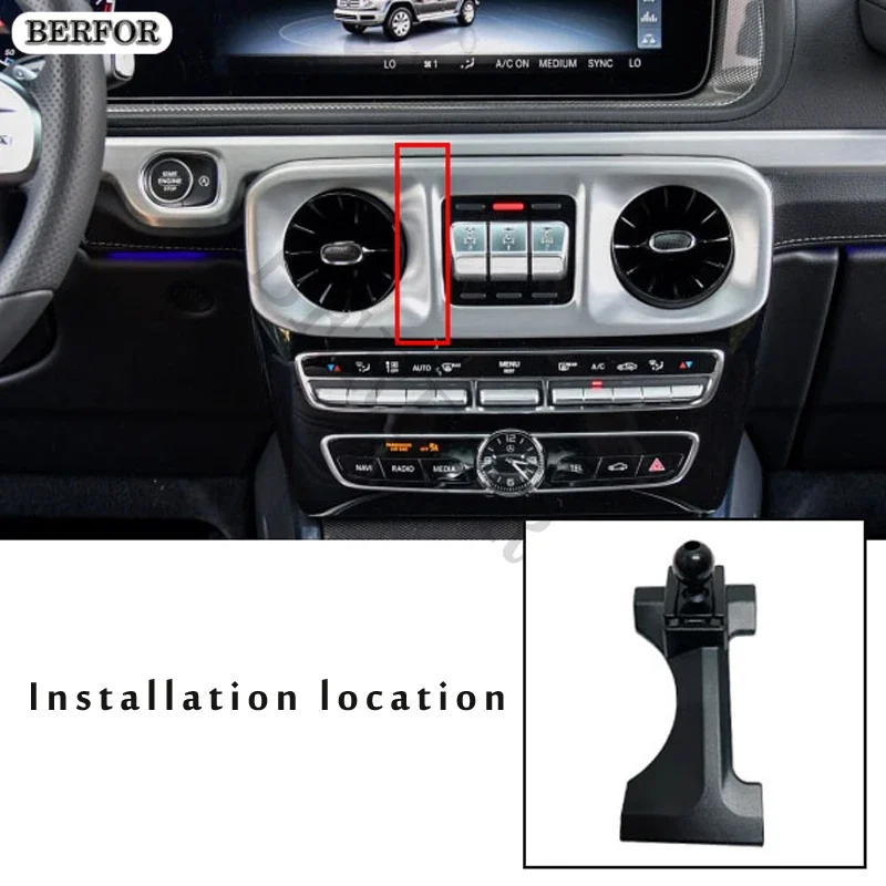 메르세데스-벤츠 G 클래스 W464 G500 G350D G63 용 자동차 전화 홀더 2019 2020 2022 GPS 스탠드 회전식 지원 모바일 액세서리