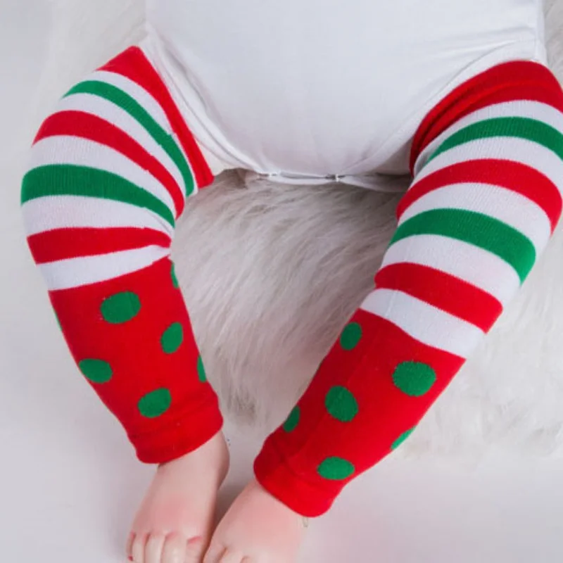 Holiday Style Baby Crawling Knee Pad Kids Sock Leg Warmer Protector Girl Legging Boy Striped Toddlers Xmas Beenwarmers Infant 1