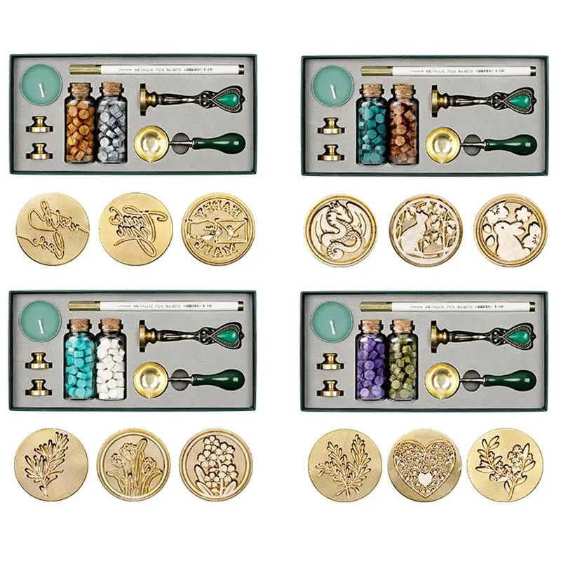 Vintage Wax Seal Stamp Kit – Complete with Various Beautiful Designs to Choose From, A Great Gift to Give