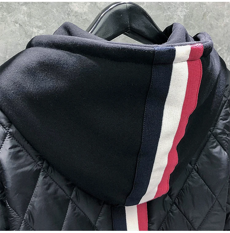 Piumino da uomo TB THOM marchio di moda invernale cappotti con cappuccio design a righe posteriori di alta qualità giacche full-zip calde TB197_voghion.com