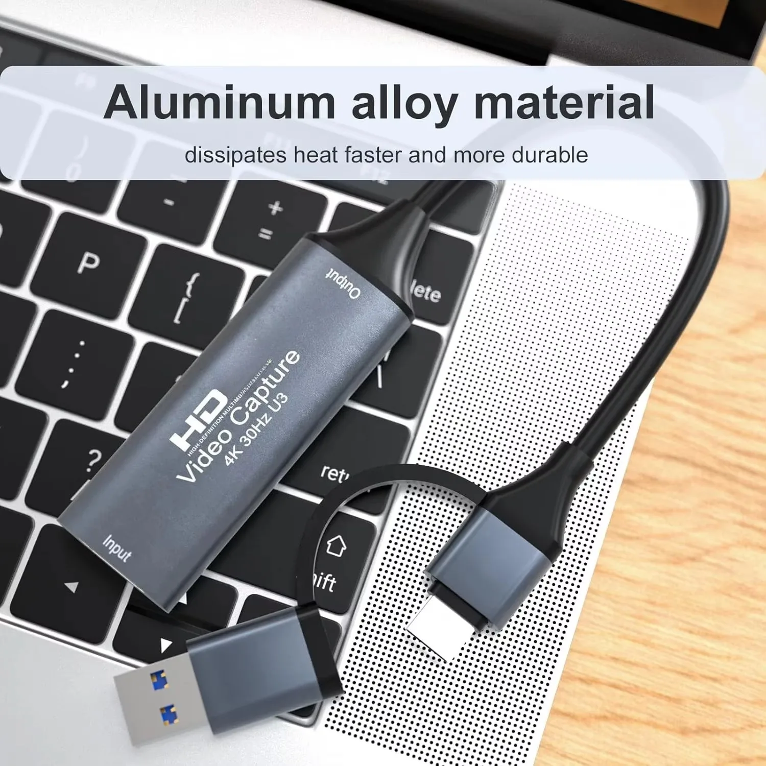 Enhanced 4K USB-C Video Capture Card - High-Definition HDMI to USB Adapter with 1080P 60fps Audio/Video Recording
