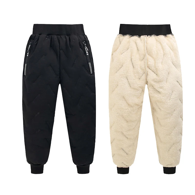 Boys Pants Children Cotton Winter Thickened Lamb Wool Warm Plush Casual