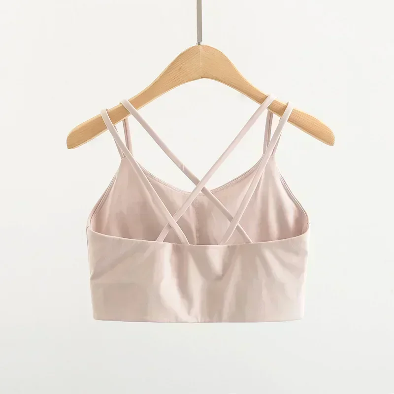 Lemon Women Sports Bras Naked-feel Sexy Cross Fitness Yoga Bra Running Workout Vest Top Padded Push Up Athleti Crop Underwear