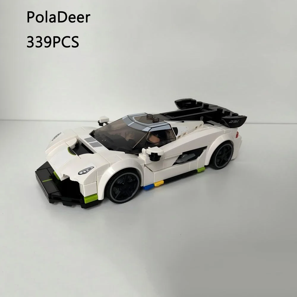339 Stück MOC Jesko Supercar Garage Bausteine Sportwagen Montagemodell mit Aufklebern Spielzeug Ziegel Kinder Geburtstagsgeschenk 76900