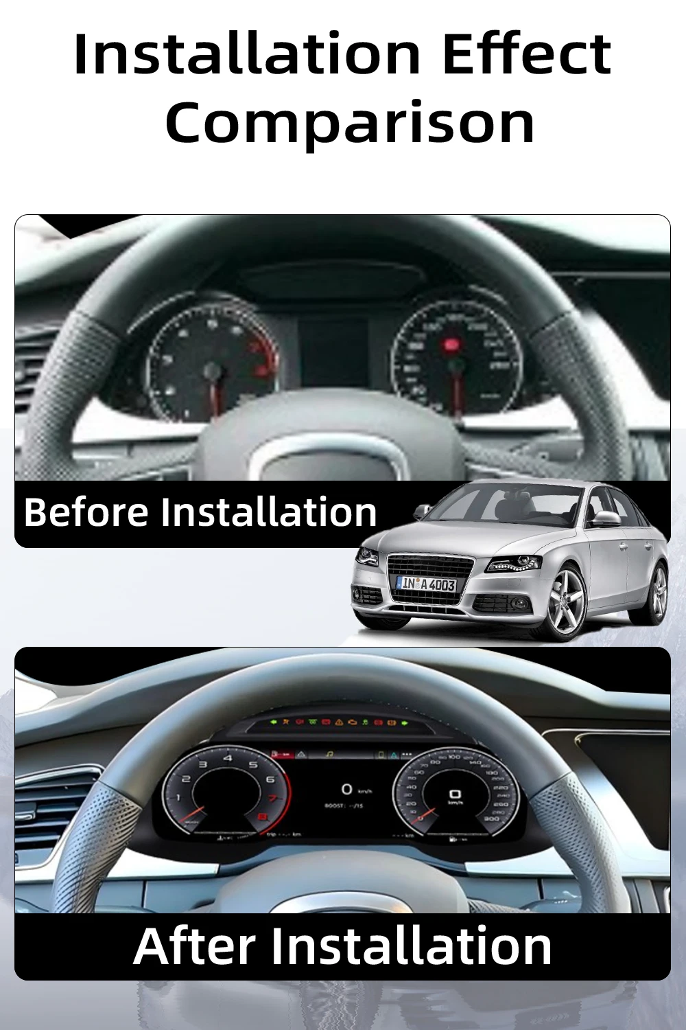Digital Instrument Cluster For Audi A4 2009-2012 Speedometer 12.3”HD screen1920*