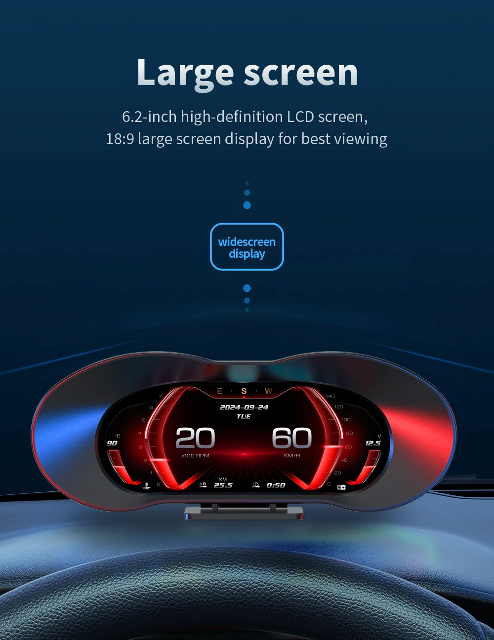 OBD GPS Dual System HUD P5 OBD2 Head Up Display Digital Speedometer Slope Meter