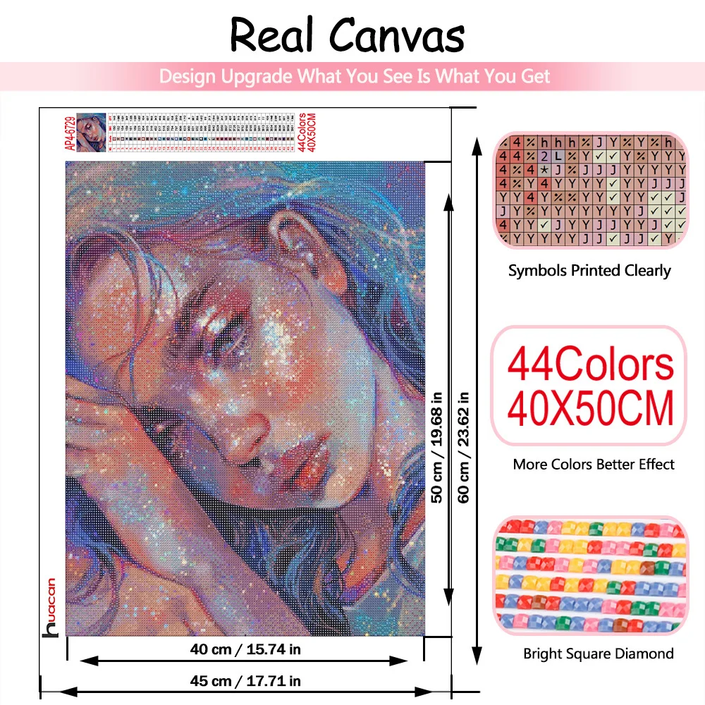 Huacan Diy Diamond Painting Girl Fantasy Full Square/Round Diamond Mosaic Embroidery Woman Portrait Home Decor diamond painting