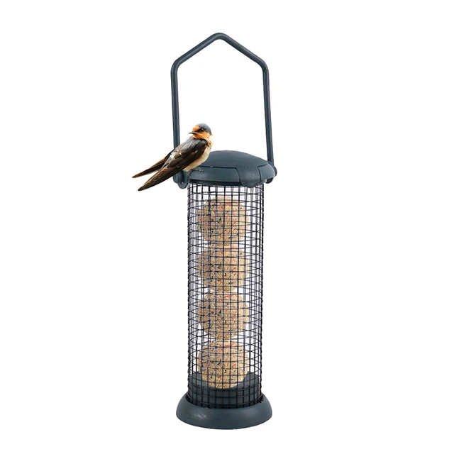 Mangeoire pour oiseaux en fer avec support de boule de graisse, fournitures  pour animaux de compagnie, alimentation en maille extérieure, portable,  conflicence sauvage, parc et jardin, 1PC