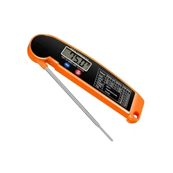 Foldable Digital Food Thermometer for Cooking with Temperature Gauge (Orange)