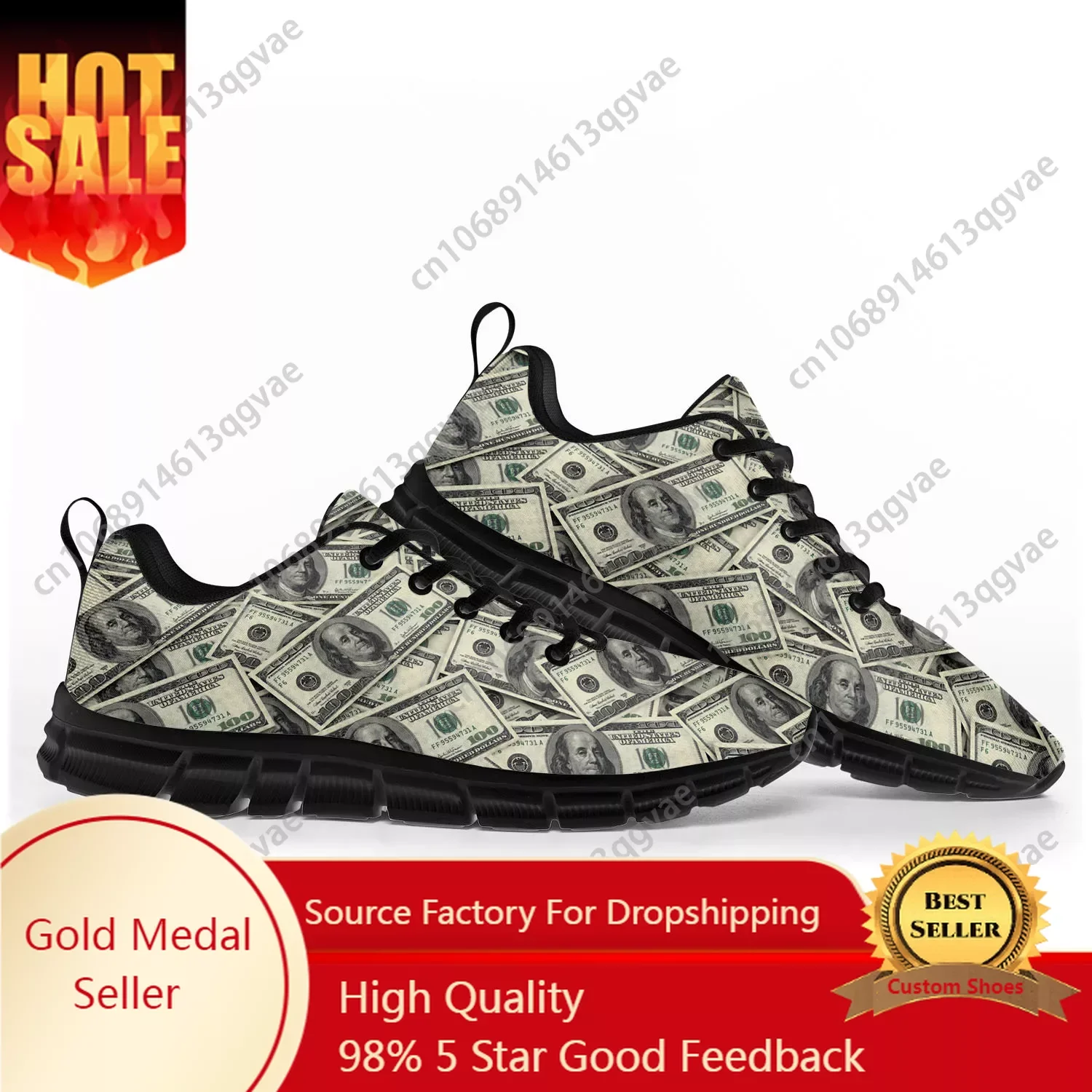 Dollar Printed Popular Sports Shoes Mens Womens Teenager Kids Children Sneakers Casual Custom High Quality Couple Shoes Black