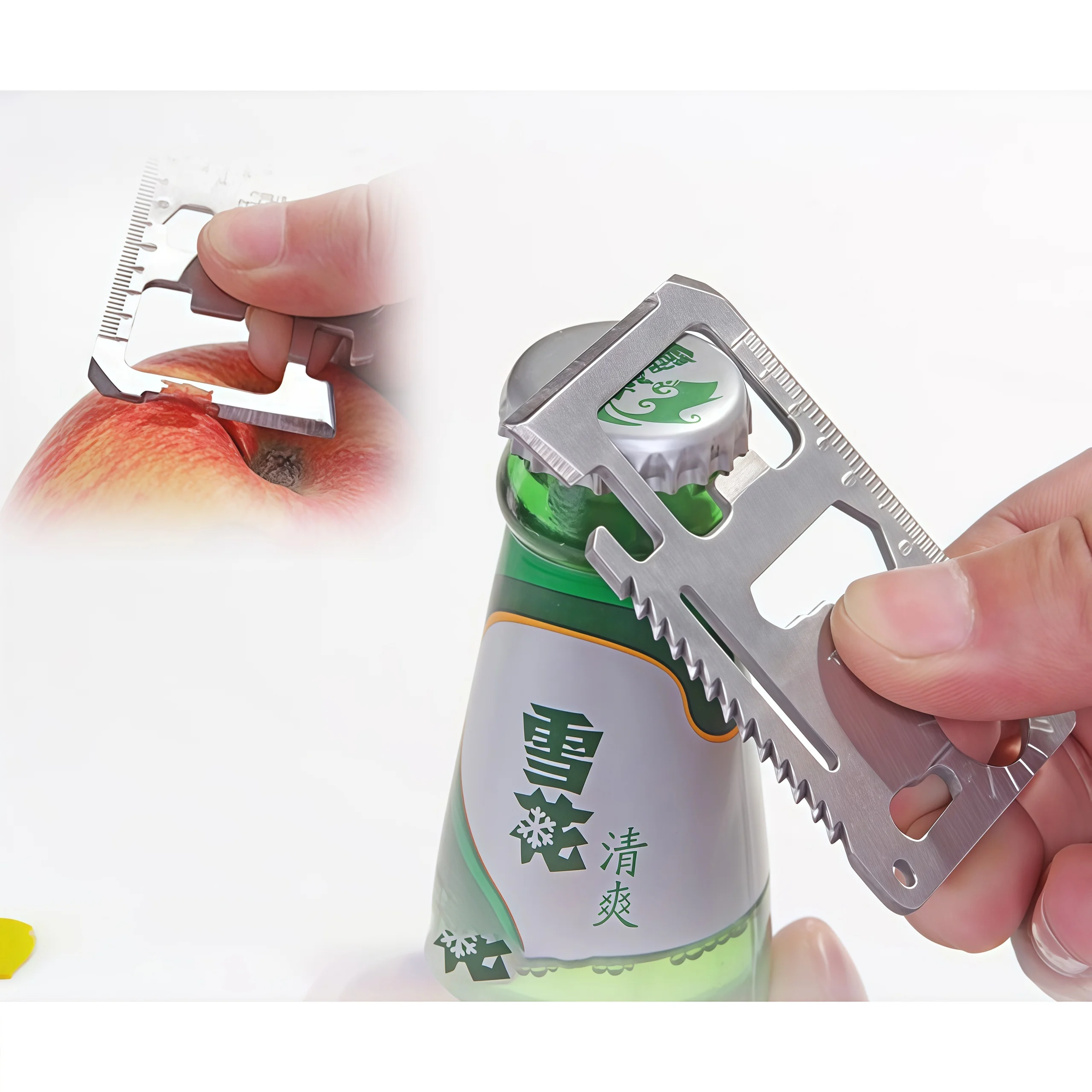 11-in-1 Multi-Function Portable Outdoor Tool Card Stainless Steel Survival Card for Camping Hiking EDC Bottle Opener Cutter