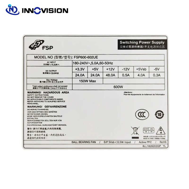Nova Marca Autêntico Fsp Fsp600602ue 2u 600w Fonte de Alimentação Padrão Psu para Servidor Computador Industrial - Imagem 5