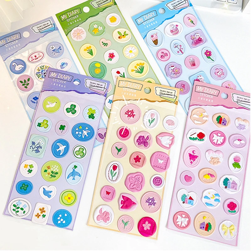 3D Wax Seal Stickers Korean Embossed Seal Stamp Stickers Self Adhesive Wedding Invitation Envelope DIY Scrapbook Gift