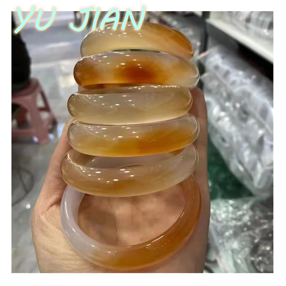 

Natural Orange Original Ice Transparent Honey Color Bracelet Chalcedony Floating Exquisite Women's Fashion Jade Bangle Jewelry