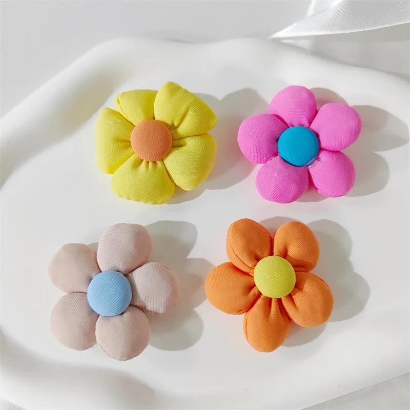 5PCS New small fresh elastic fabric flower accessories DIY five-petal flower hairpin clothing bag shoes and hats decorative mate