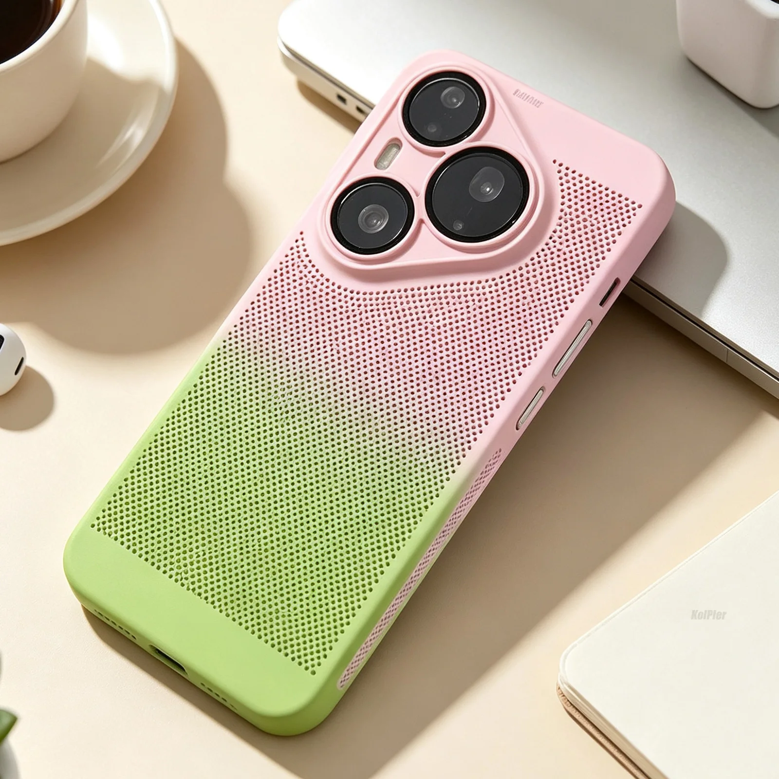 Breathable Mesh Gradient Shockproof Hard Case with Enhanced Camera Protection
