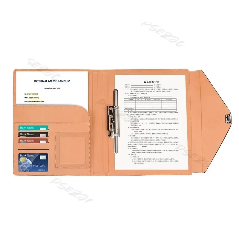 Nome Logo Personalizza Cartella A4 con password Portadocumenti in ecopelle Cartelle di file per contratti aziendali Organizzatore manager - immagine 4