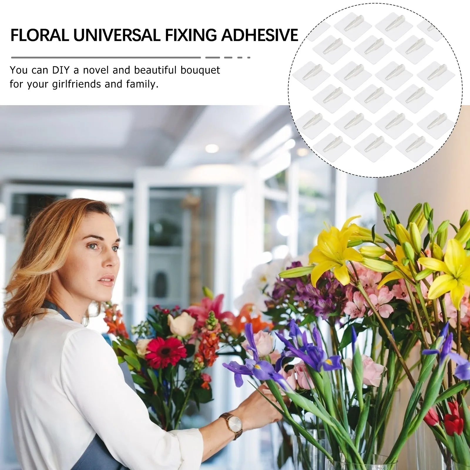 50Pcs 꽃다발 DIY 포장 재료 꽃 가게 홈 파티 장식 공예 도구에 대한 명확한 고정 접착제 스티커