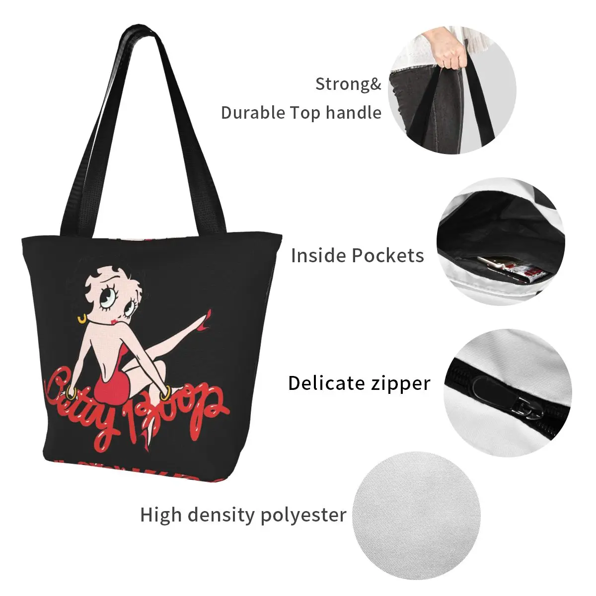 Mrs Boops Sexy Tote Bag For Women Top Handle Bag Zipper Opening Aesthetic Cute Cartoon Bettys Merch Fashion Handbags