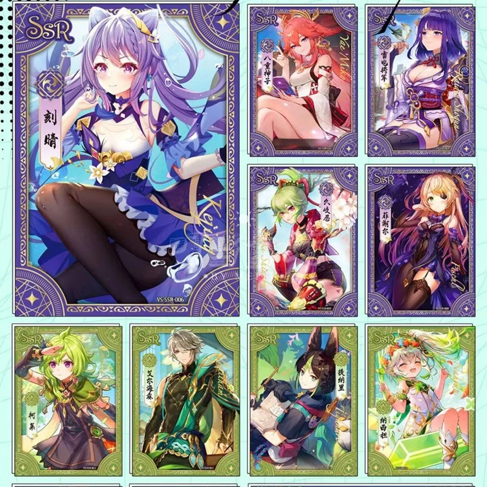 Фото Ударная карточка New Genshin, коллекционная Аниме игра TCG, бустер, коробка, редкий SSR, подарки для окружающих детей и семьи, новые настольные игрушки для №2