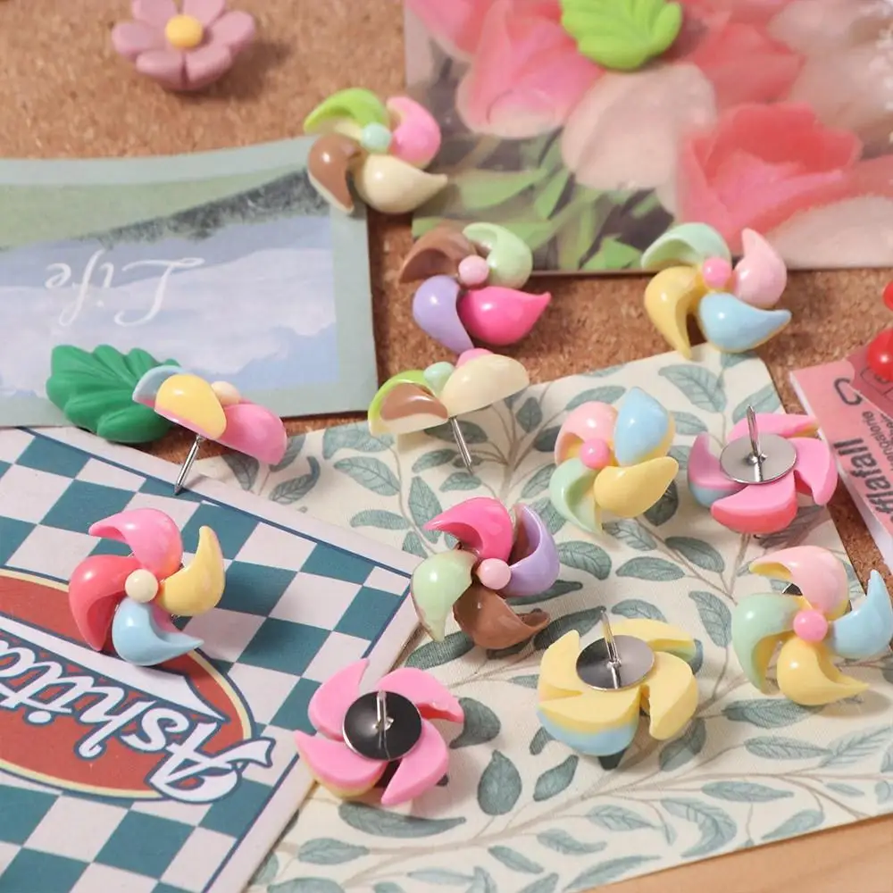10/20/30Pcs 크리 에이 티브 풍차 모양의 푸시핀 DIY 재사용 가능한 보드 푸시 핀 3D 귀여운 컬러 풍차 푸시 핀 사진 벽 장식