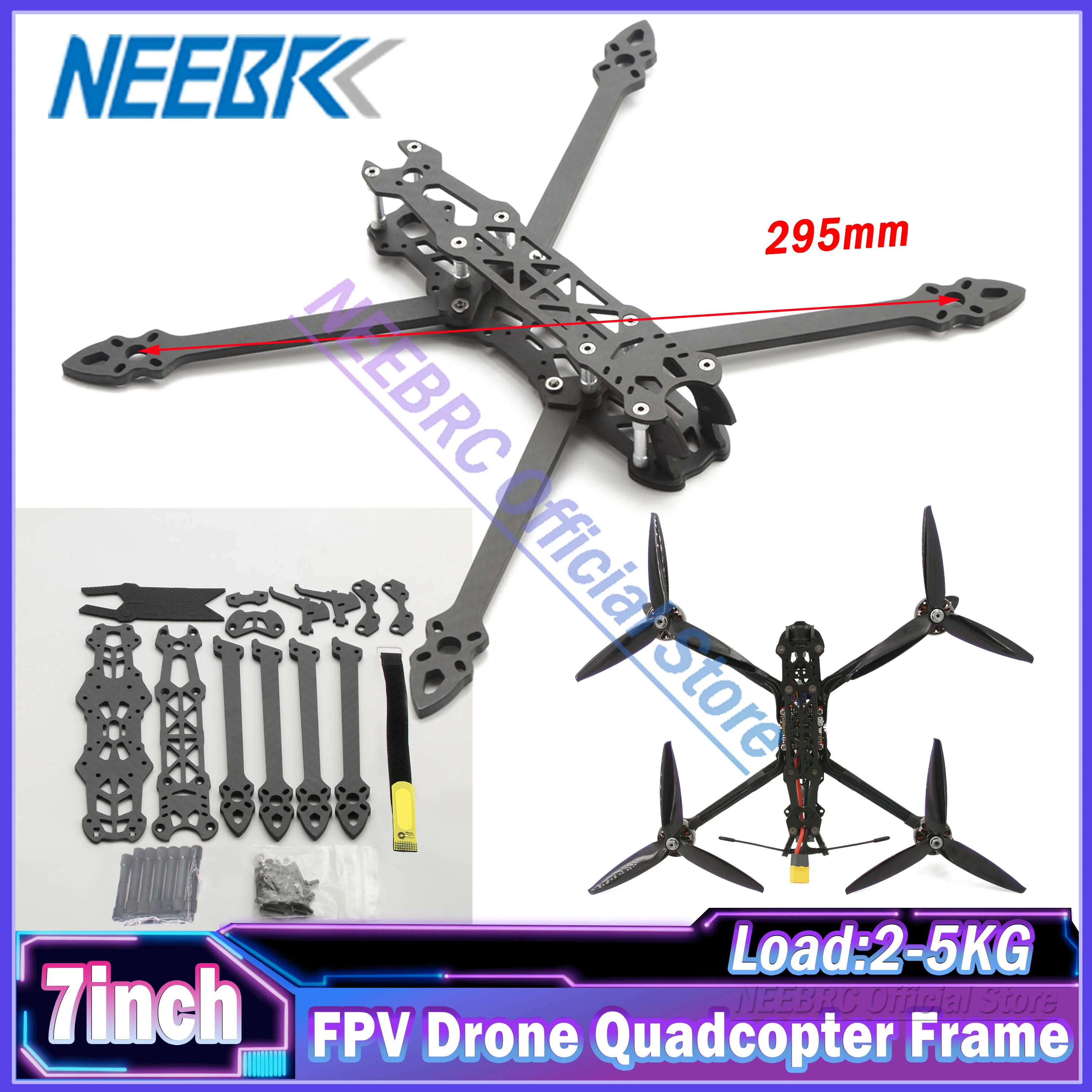 

7inch FPV Drone Quadcopter Frame 295mm Carbon Fiber Kit for Mark4 APEX RC Racing Four-axle Aircraft Model Plane Freestyle Toys