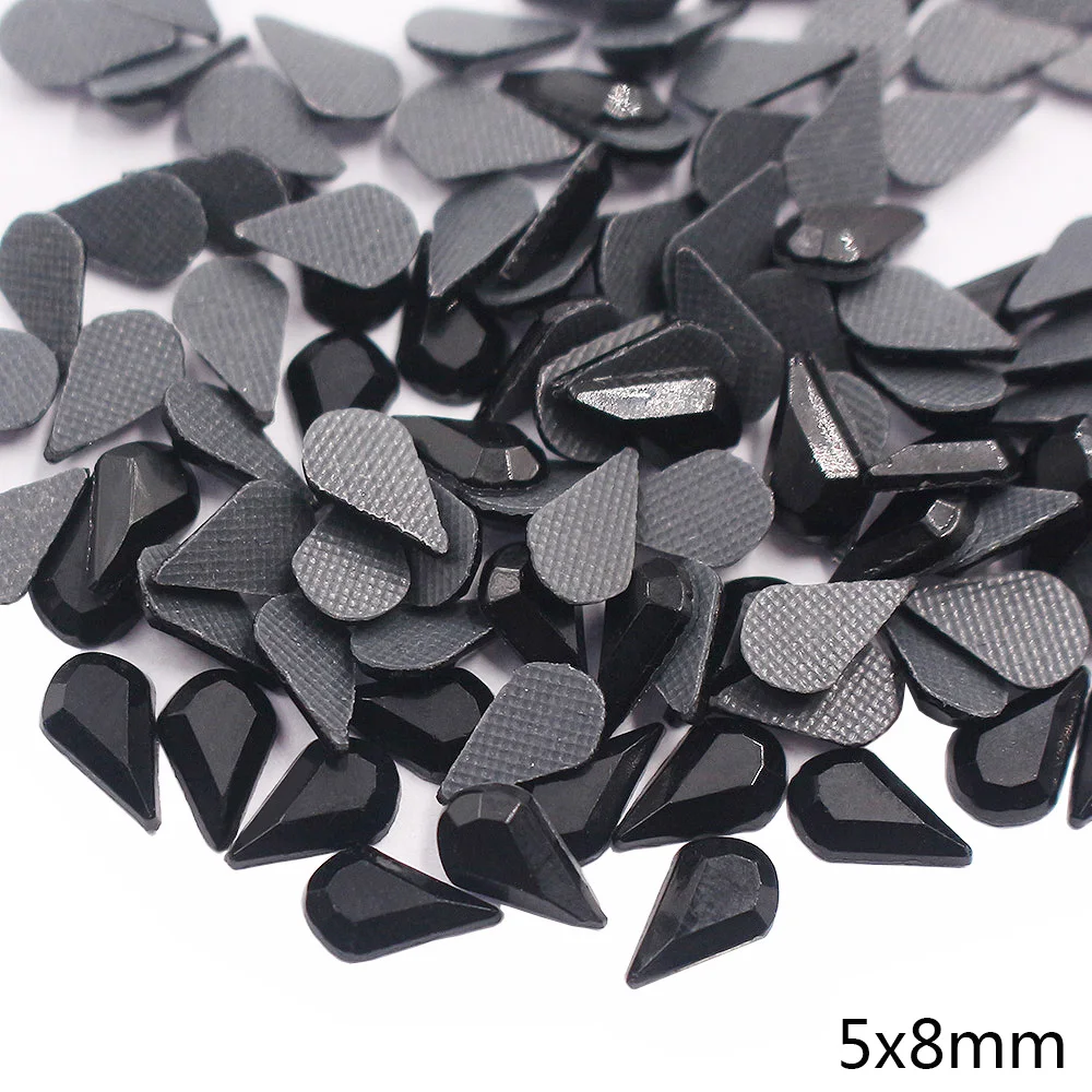 200 Stück Tropfenform Hotfix Strass Kristall AB Flatback Kleber Rückseite Strass DIY Perlen zum Aufbügeln für Kleidung – Detail 2