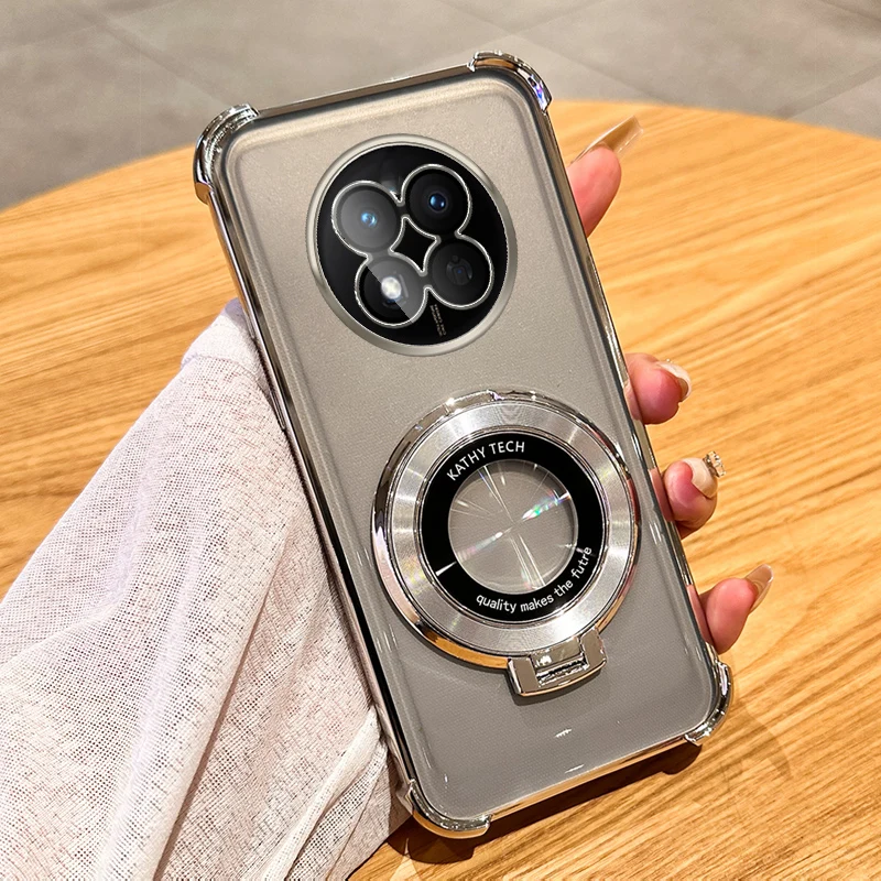 Shockproof Plating Soft Silicone Phone Case with Smart Magnetic Holder