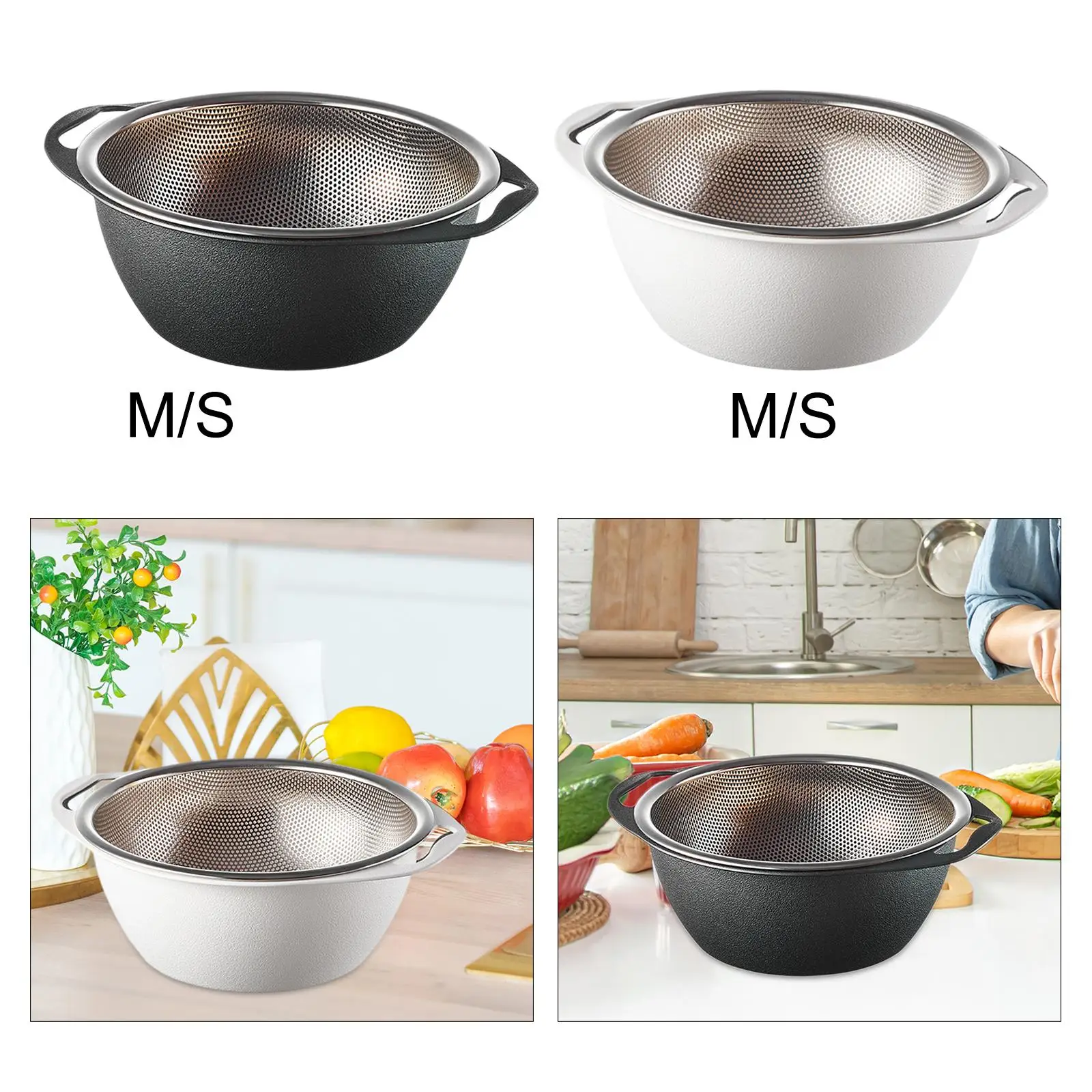 Stainless Steel Strainer Basket Washing Bowl Multifunctional Fruits Drain Basket Strainer for Vegetable Fruit Kitchen Wash Rice