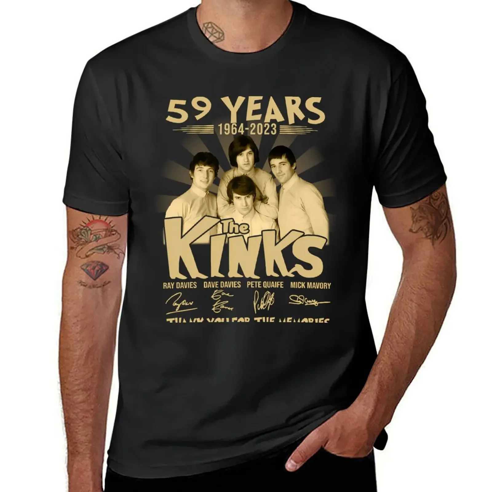 

59 лет 1964 2023 надпись «the Kinks» спасибо за футболку «Воспоминания» винтажные спортивные Поклонники аниме футболки для мужчин