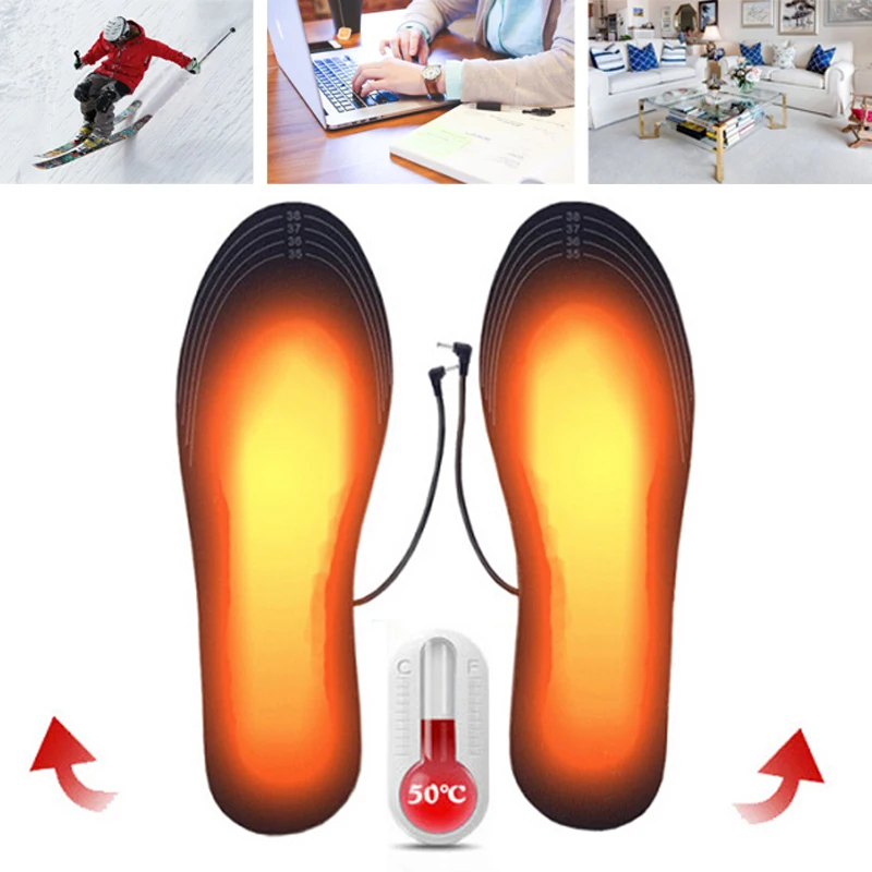 

Winter Electric Heated Insoles USB Heating Feet Warmer Thermal Shoe Sock Pad Heated Insoles Warm Washable Full Foot Fever