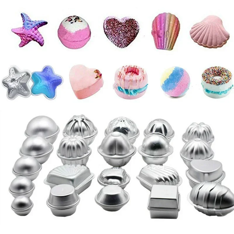 1 Pair Bath Bomb Molds Aluminium Alloy Salt Ball Mould For Soap Homemade DIY Bathing Chocolate Cake Pudding Making Tools bath bomb mold