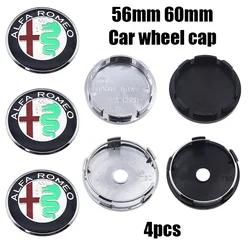 Set of 4 Alfa Romeo 3D Car Emblem Wheel Center Caps - Dust - Proof Badge Covers - 60mm silver cap (Alfa color)