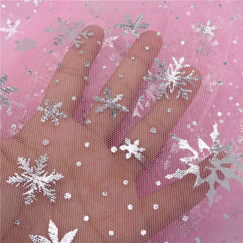 눈송이 얇은 명주 그물 무지개 실버 스노우 스타 DIY 수제 원단,  드레스 웨딩 생일 부케 용품, 150x100cm