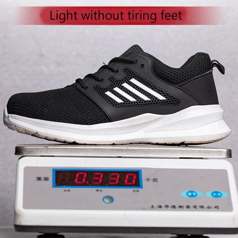 Breathable Light Unisex Summer Safety Shoes For Men Women Indestructible Anti Smashing Platform Casual Shoes