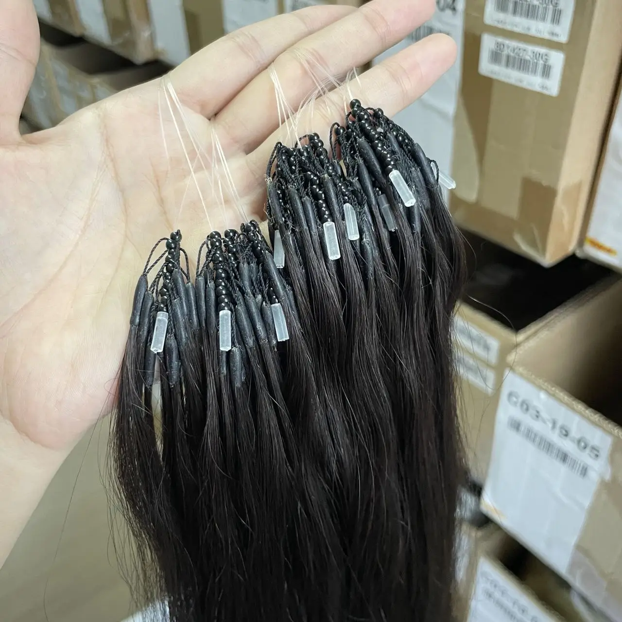 1B# 8D Human Hair Extensions 12" 16" 20" Nano Ring Link Extensions 0.6g/s Machine Remy Human Microlink Beads Hair Natural Black