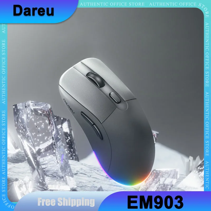 

Dareu EM903 Gamer Mouse 6 Gear Adjustable 2 Mode 2.4G Wireless Mouse RGB Light 75g lightweight 6 Button For Office Gaming Mouse