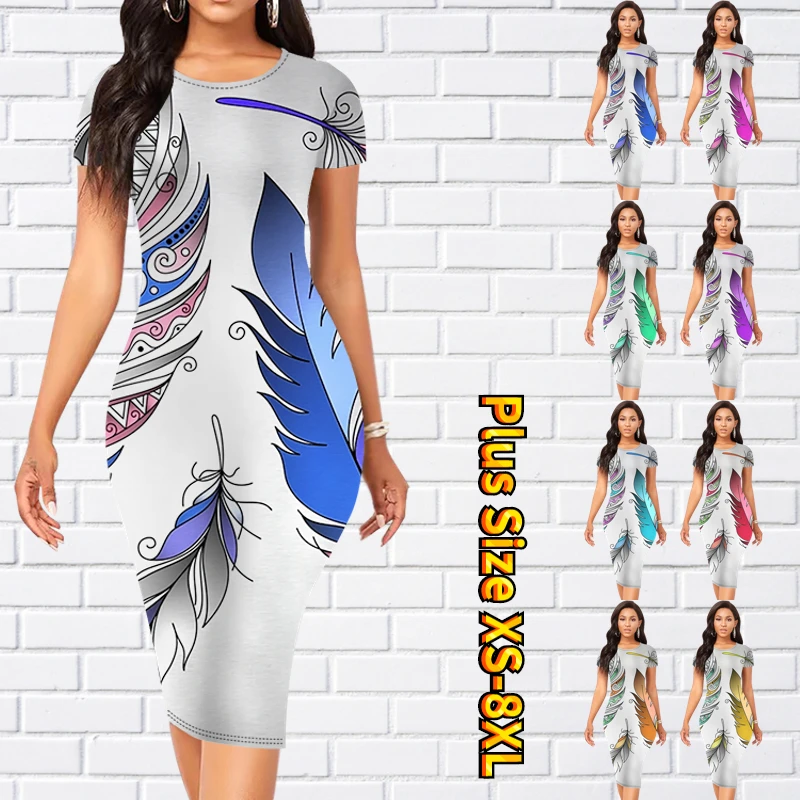 

2023 Daily Fashion New Design Print Dress Summer Women's Retro Slim Fit Dress Elegant Dress Round Neck Short Sleeve Dress