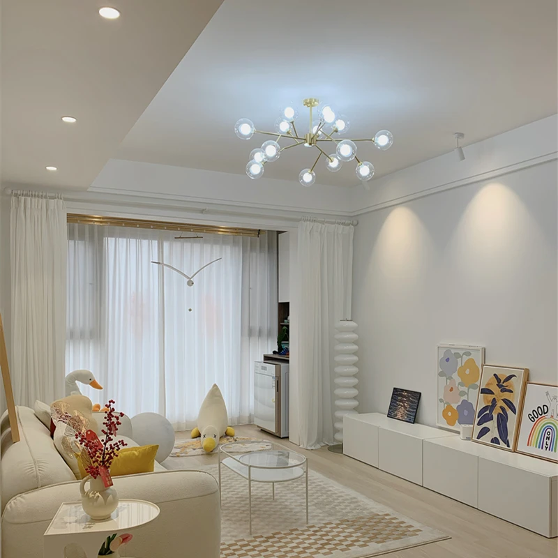 Modern glass ball Magic Bean Molecule Ceiling Chandelier For Kitchen Dining Table Home Decor Led Hanging Lamp Decoration Maison