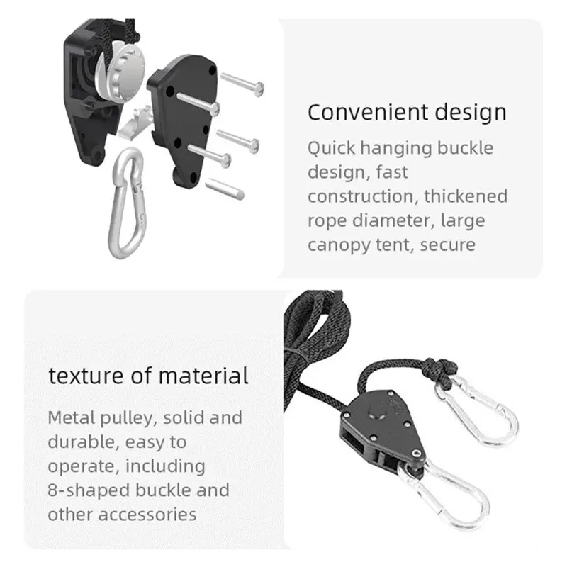 Adjustable 8 Inch Reinforced Hangers Hanging Ratchet for Tent Grow Plant Lamp Rope Ratchet Hanger Pulley Hook 2pcs ratchet hanger rope tie down ratchet