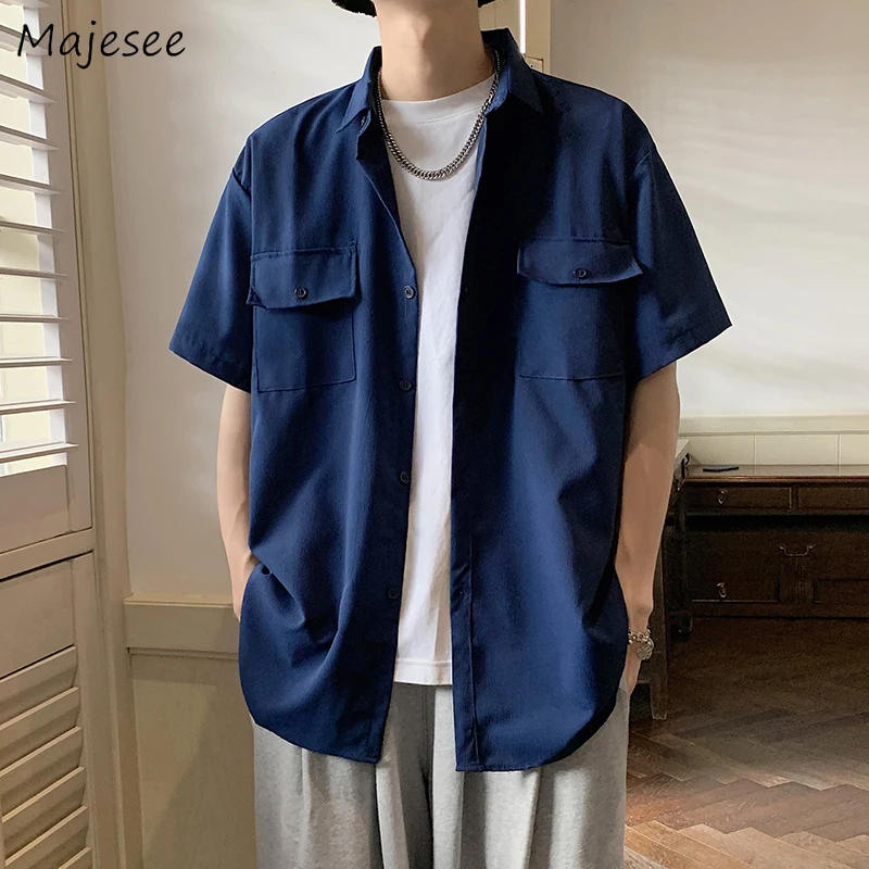 

Shirts Men Cargo Clothing Japanese Personality Pockets Streetwear Cool Fashion Handsome Teens Dynamic College Harajuku