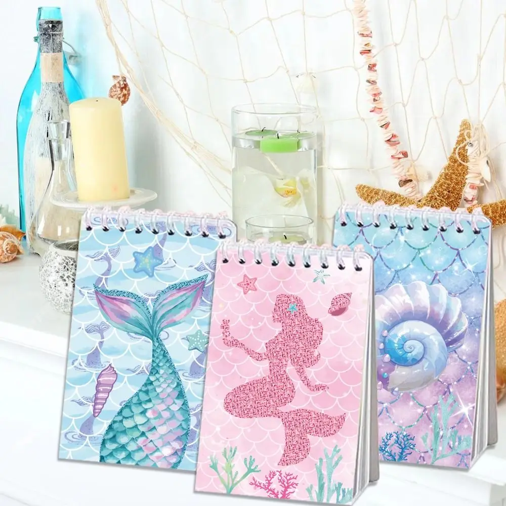 8pcs 2025 Mermaid Theme Pocket Notebooks Mini Stationery Memo Pad Portable Tearable Notepads