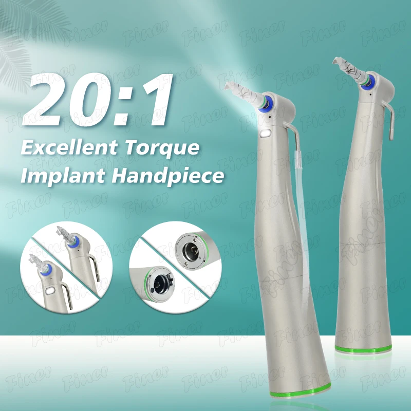 Finer Dental Implant Handpiece 20:1 Fiber Optic Against Counter Contra Angle for Implantation Compatible with NSK S-MAX