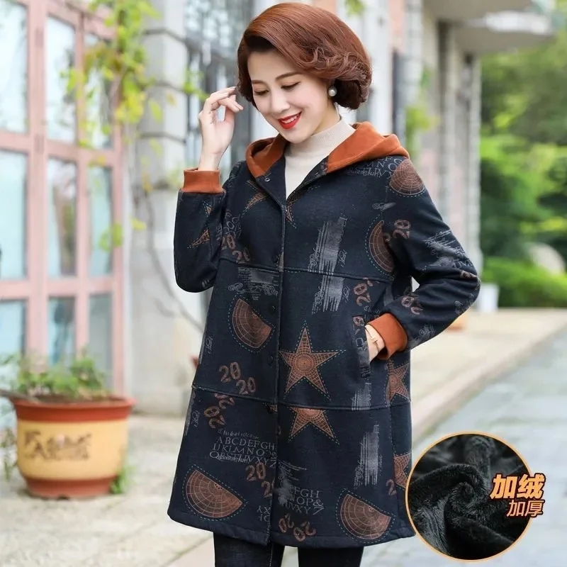 2023 Winter New Midlife Plush Thickened Coat Women's Large Size 7XL Loose Fashion Mother Hooded Sweatershirt Patchwork Printing - AliExpress 200000345 2023 Winter New Midlife Plush Thickened Coat Women's Large Size 7XL Loose Fashion Mother Hooded Sweatershirt Patchwork Printing - AliExpress 200000345