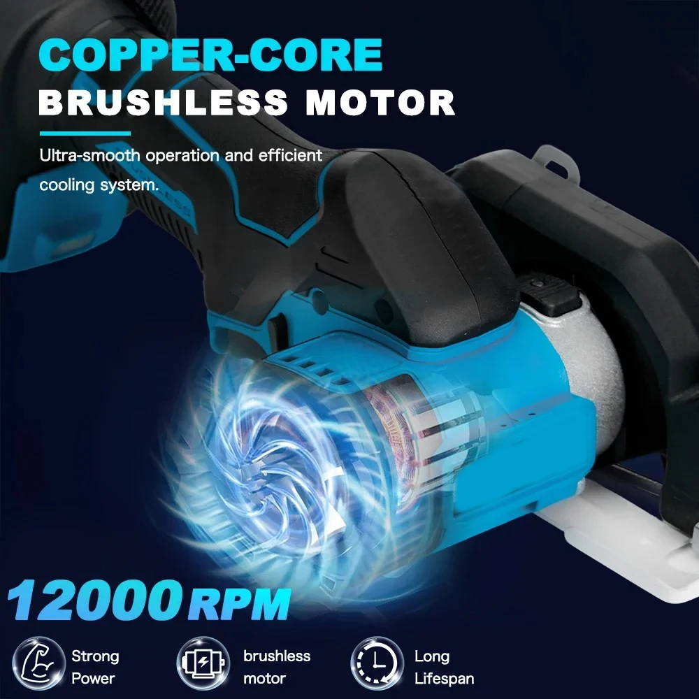 Compact Electric Angle Grinder Tool with Brushless Motor