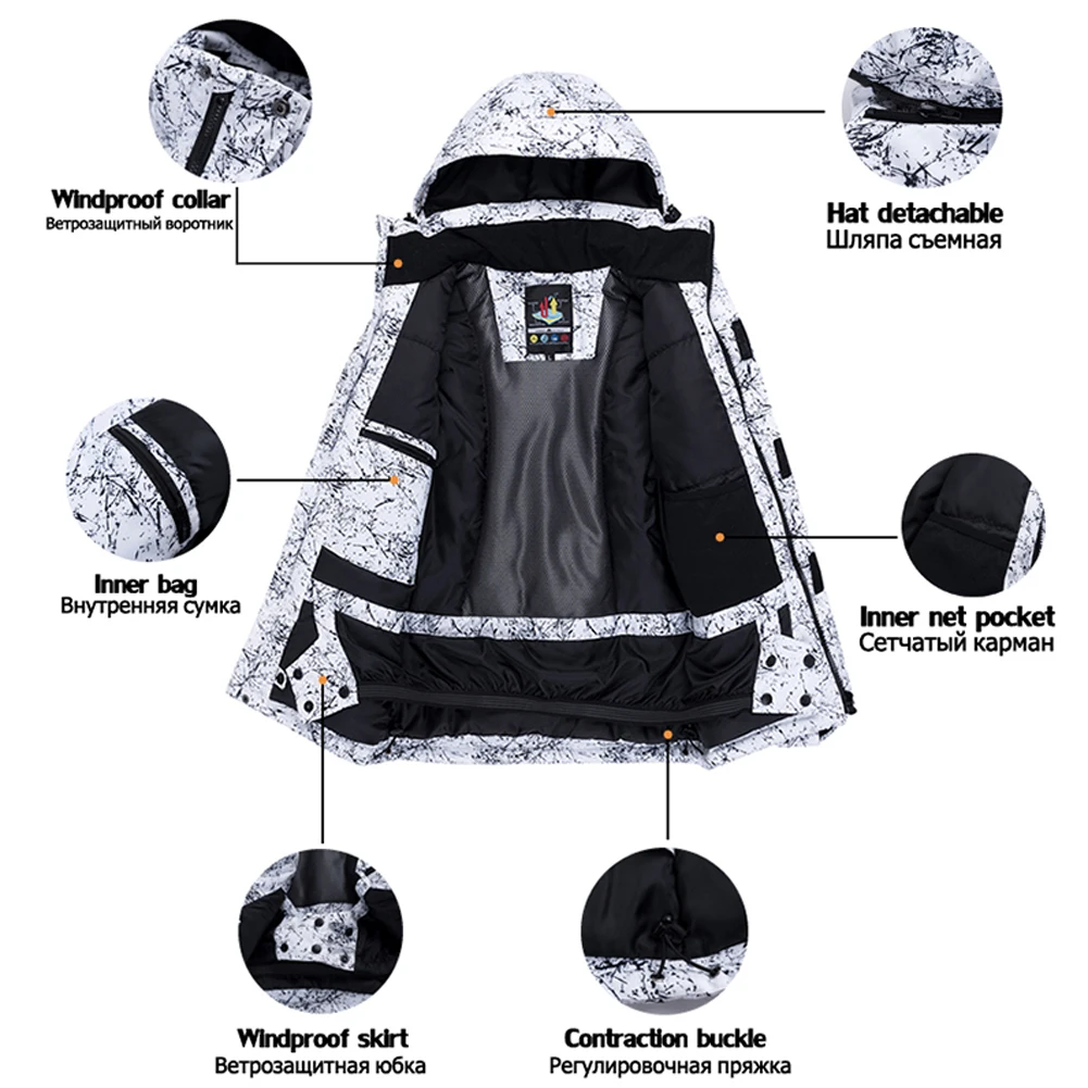 Winter Children's Ski Suit,2-Piece Warm Ski Jacket + Trousers,Girls Boys Snowsuits,Waterproof Snow Jacket,Kids Snowboarding Set